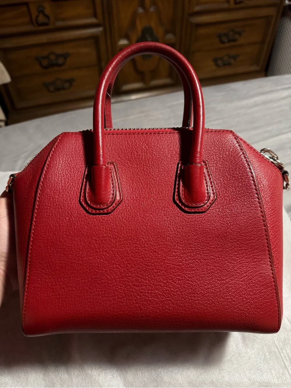 Givenchy Red Leather Antigona-Style Mini Satchel - Picture 2 of 13